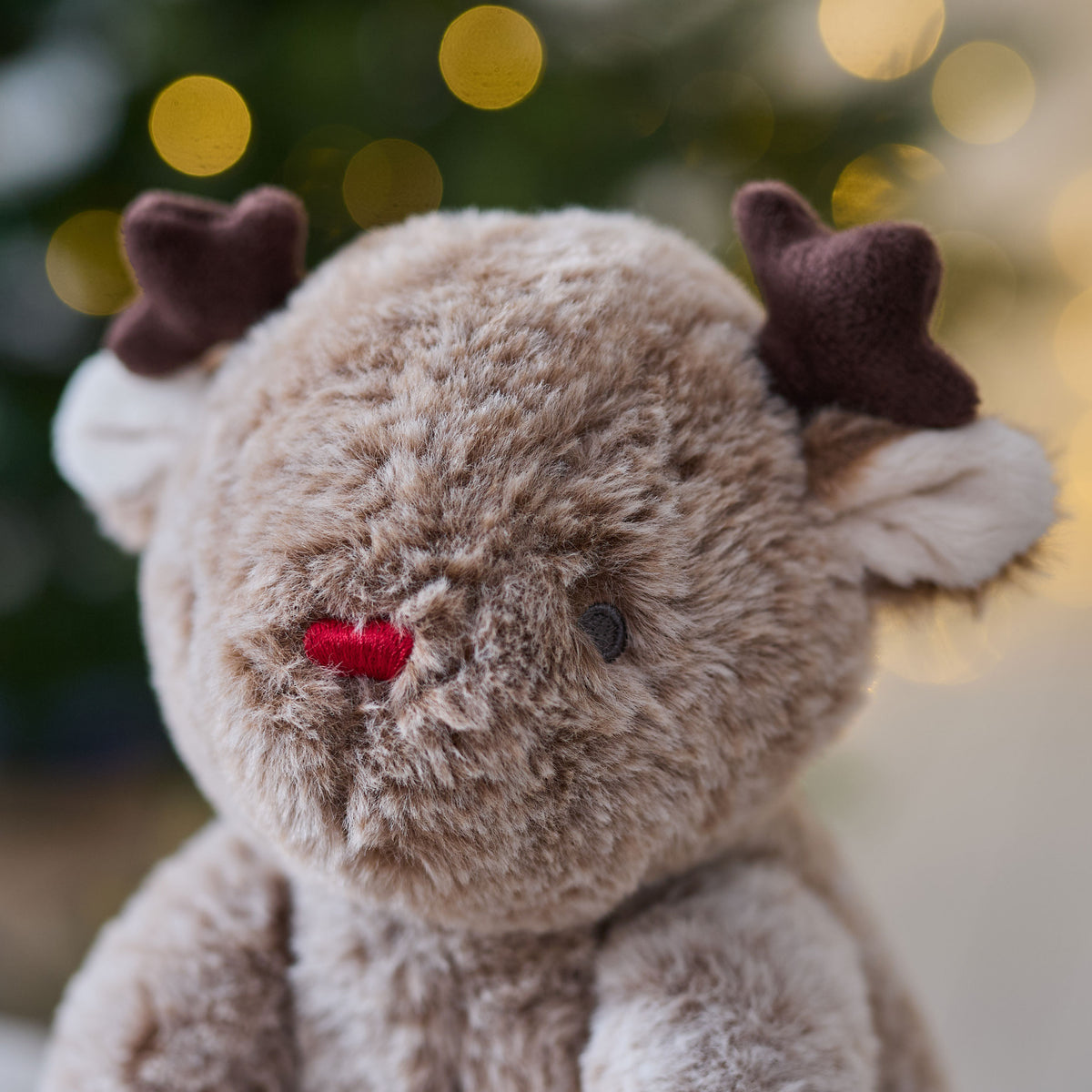 Personalised Red Nose Brown Reindeer Soft Toy