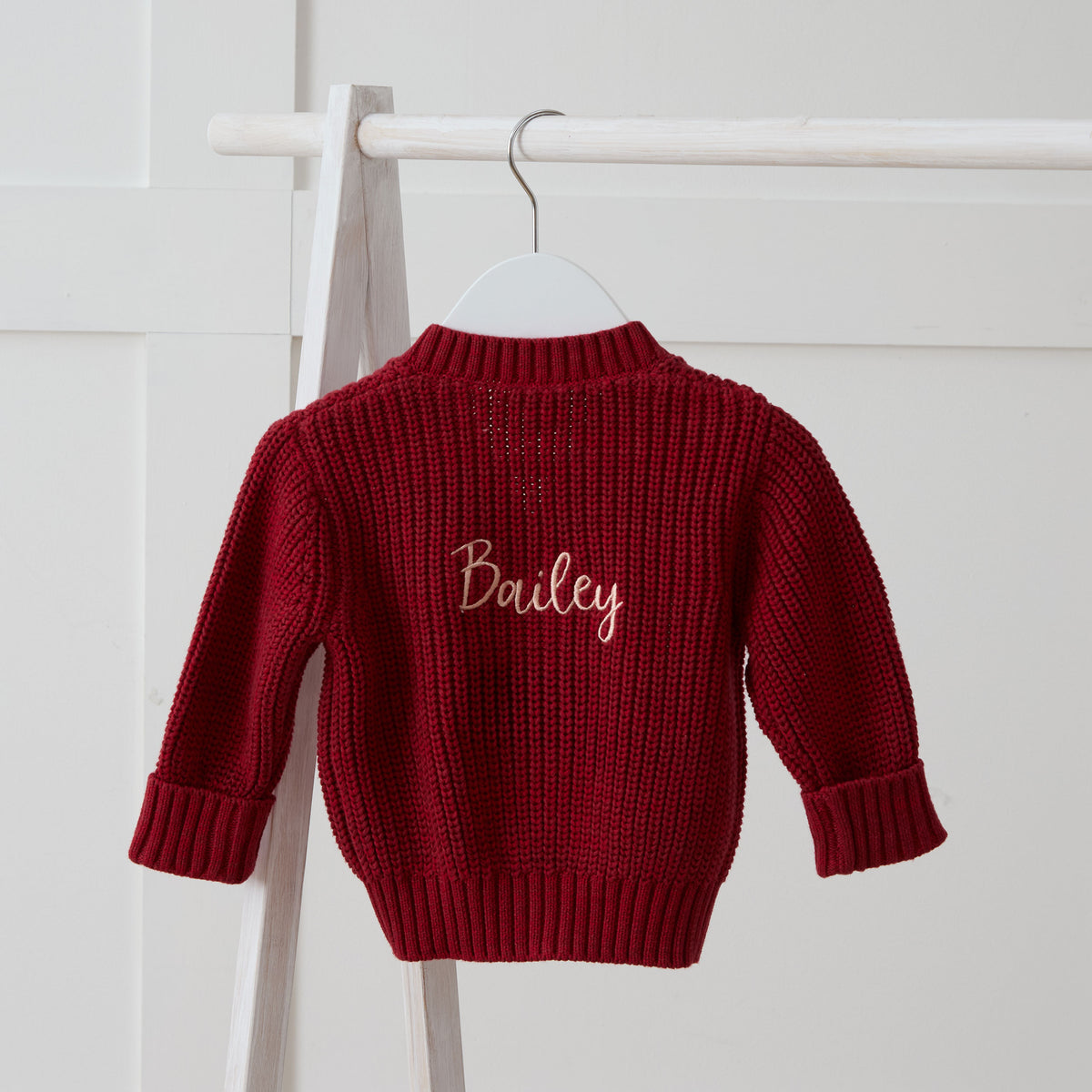 Personalised Organic Cotton Red Cardigan