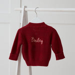Personalised Organic Cotton Red Cardigan