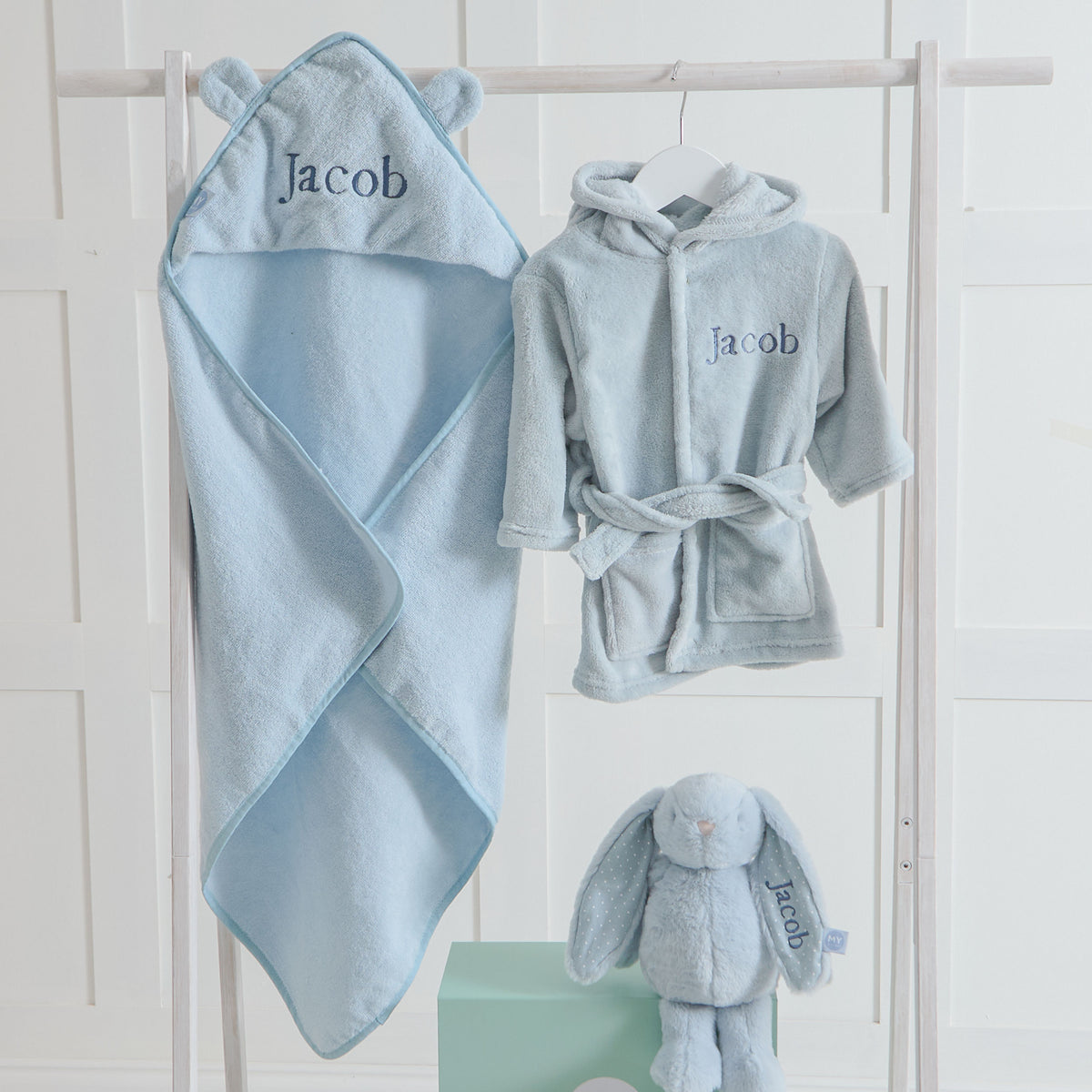 Personalised Blue Splash, Snuggle & Cuddle Gift Set