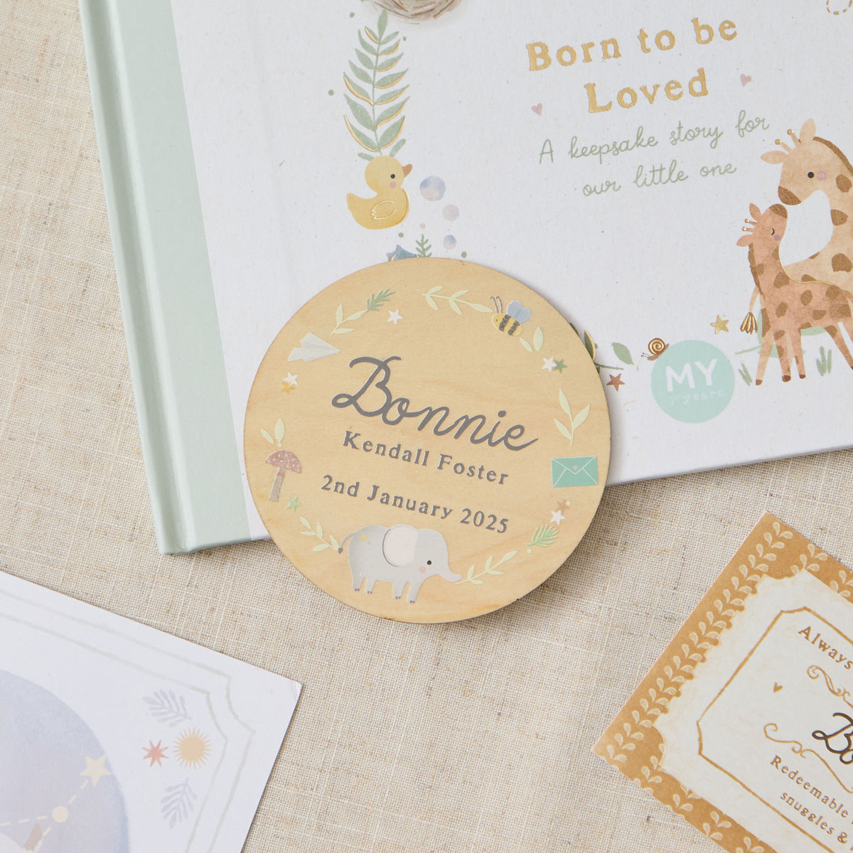 Personalised Born to be Loved Hardback Book with Height Chart Gift Set