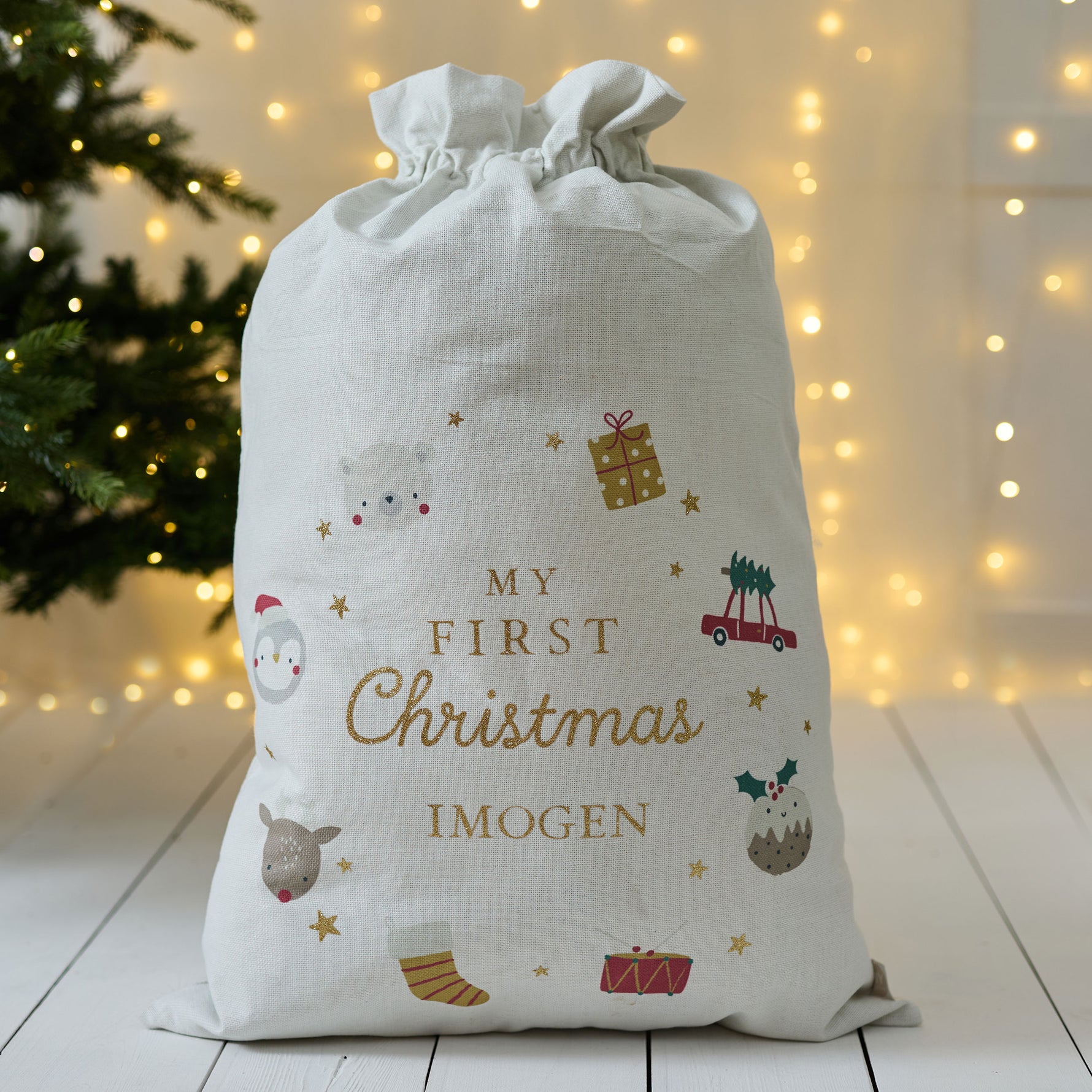 Personalised My 1st Christmas Cream Gift Sack