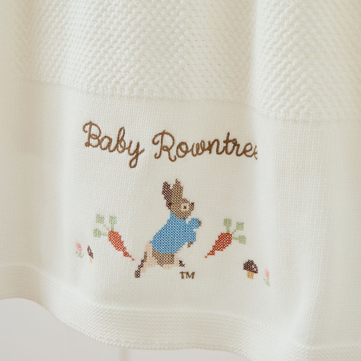 Personalised Peter Rabbit™ Cross Stitch Ivory Shawl