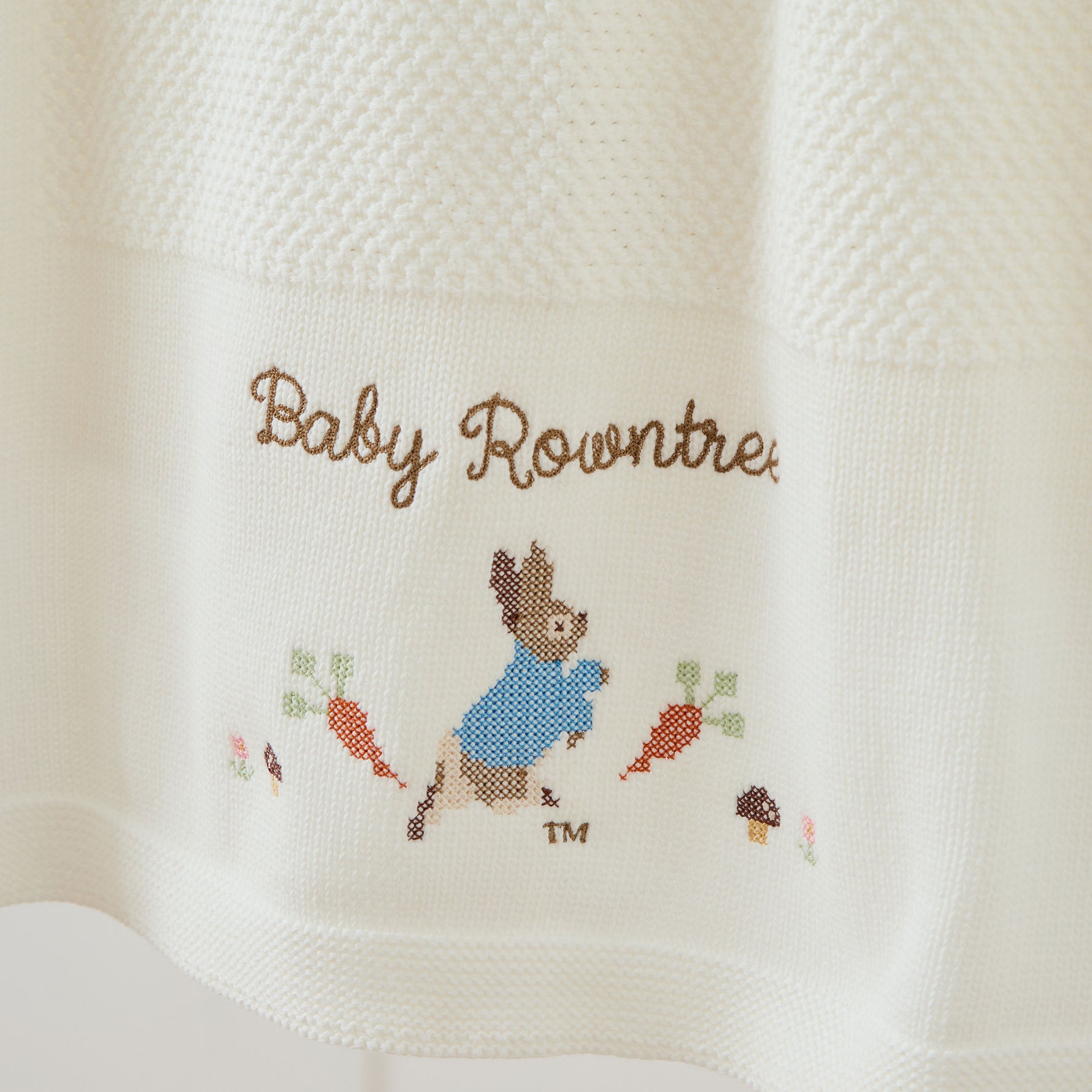 Personalised Peter Rabbit™ Cross Stitch Ivory Shawl