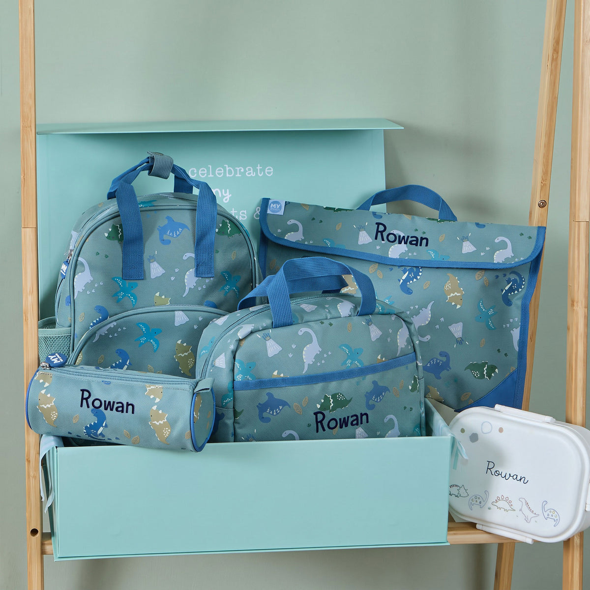 Personalised Khaki Dino Ultimate Back To School Set