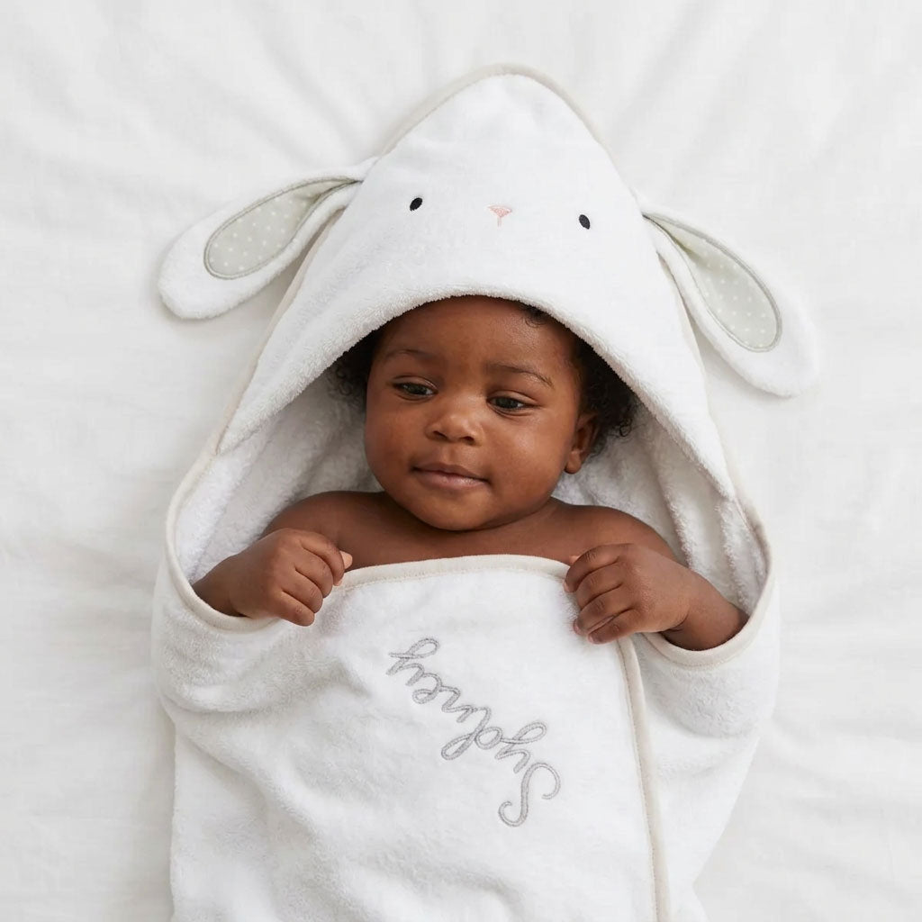 Personalised Ivory Bunny Hooded Towel 