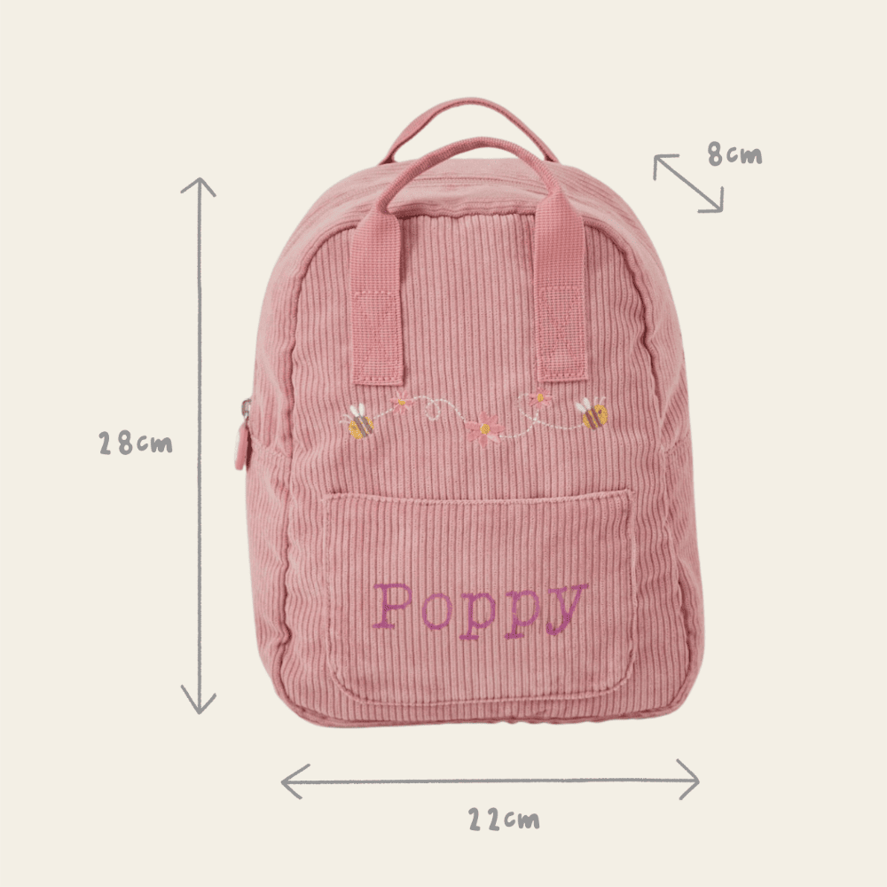 Personalised Pink Bumblebee Design Cord Mini Backpack