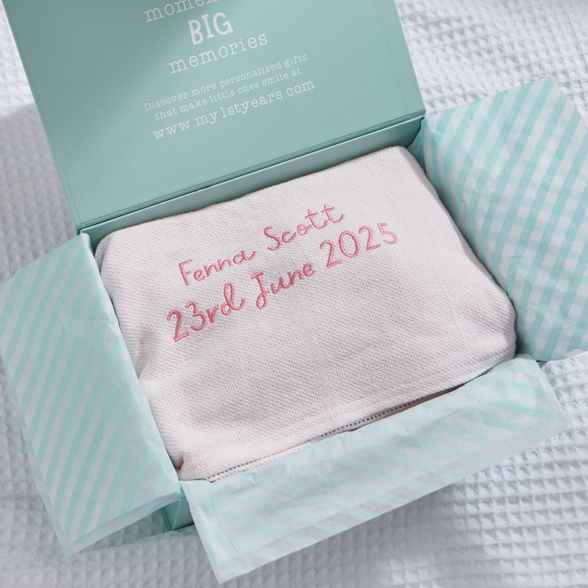 Personalized Light Pink Cellular Baby Blanket