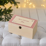 Personalised Red Stripe Christmas Wooden Keepsake Box FSC®