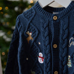 Personalised Embroidered Christmas Navy Cable Cardigan
