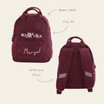 Personalised Floral Wreath Berry Cord Mini Backpack