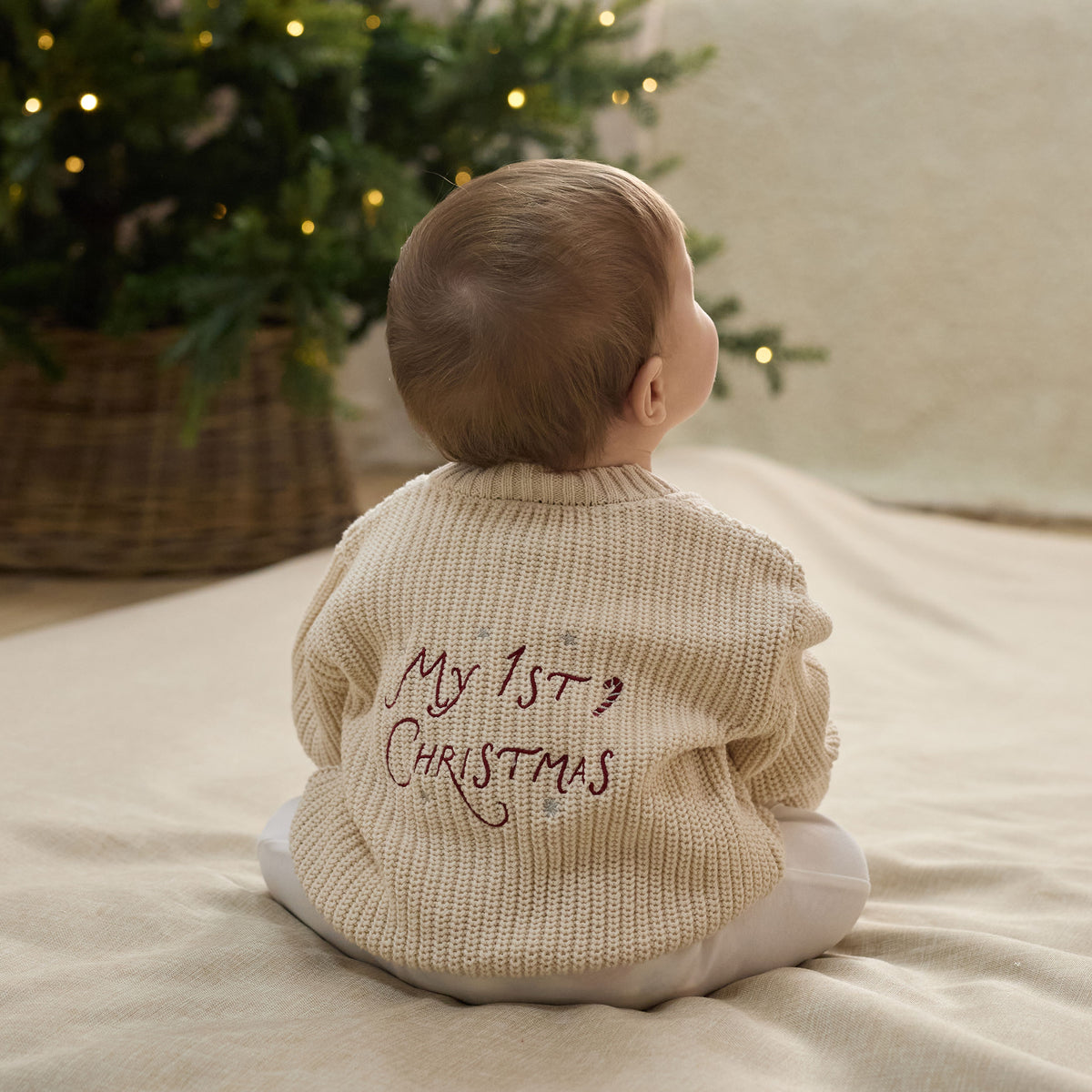 Personalised My 1st Christmas Oatmeal Cardigan