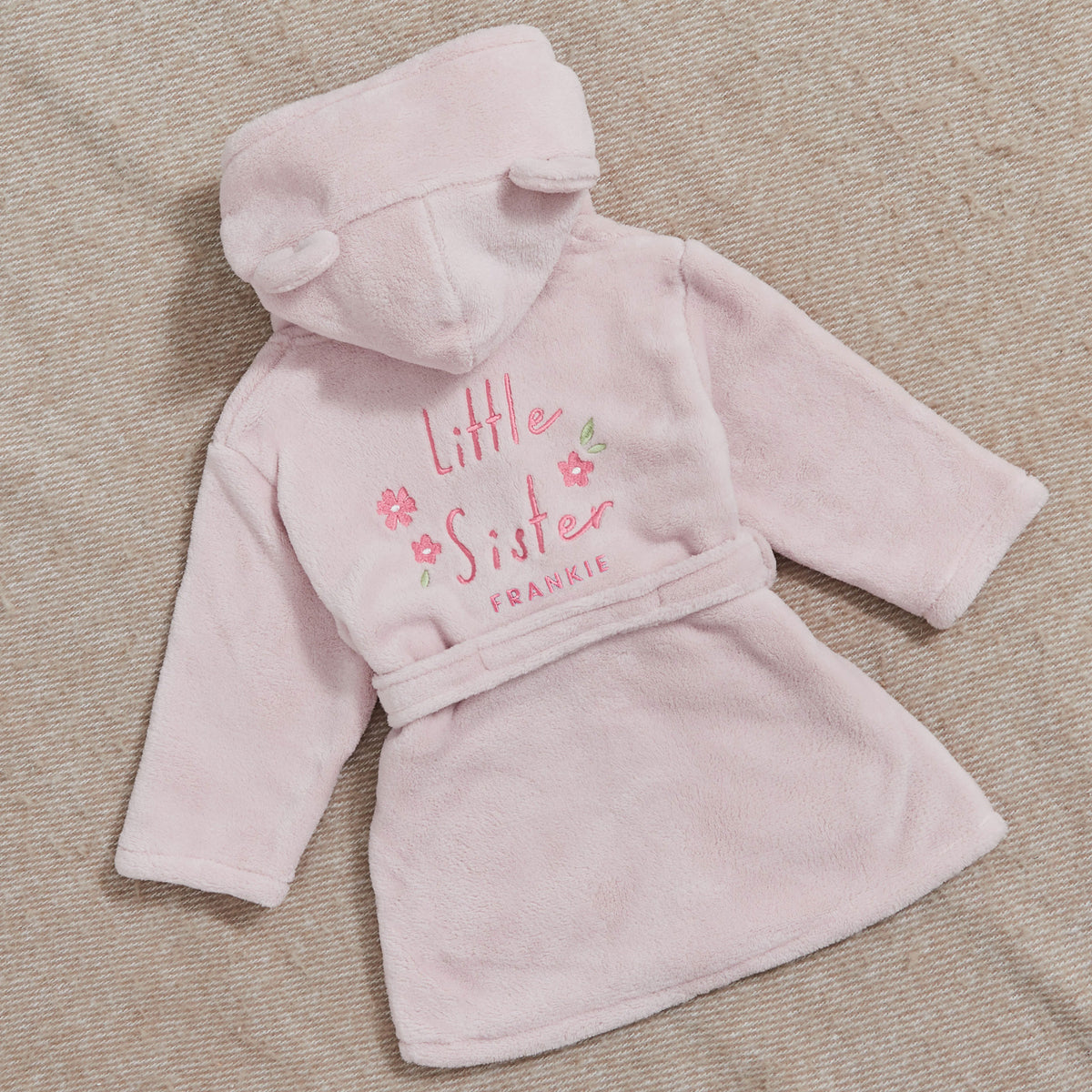 Personalized Little Sister Pink Fleece Robe