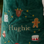 Personalised Green Embroidered Wreath Christmas Sack and Stocking Gift Set