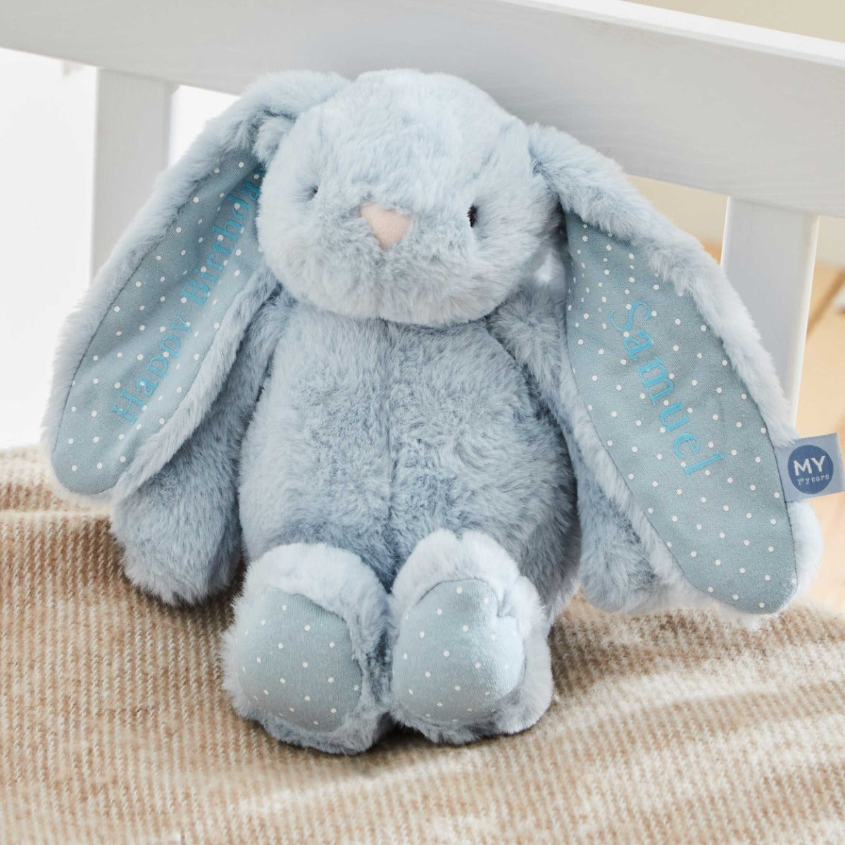 Personalised Blue Bunny Soft Toy - Embroidered
