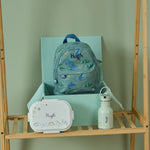 Personalised Khaki Dino Backpack, Bottle and Lunchbox Gift Set