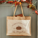 Personalised Autumn Pumpkin Patch Canvas and Hessian Tote Bag