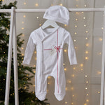 Personalised Most Special Christmas Present Wrap Sleepsuit and Hat Set