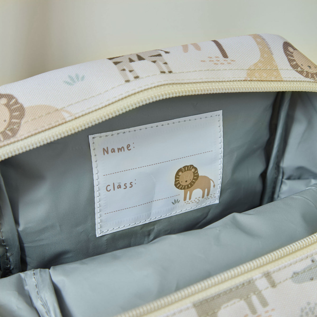 Personalised Neutral Safari Grab Handle Lunchbag