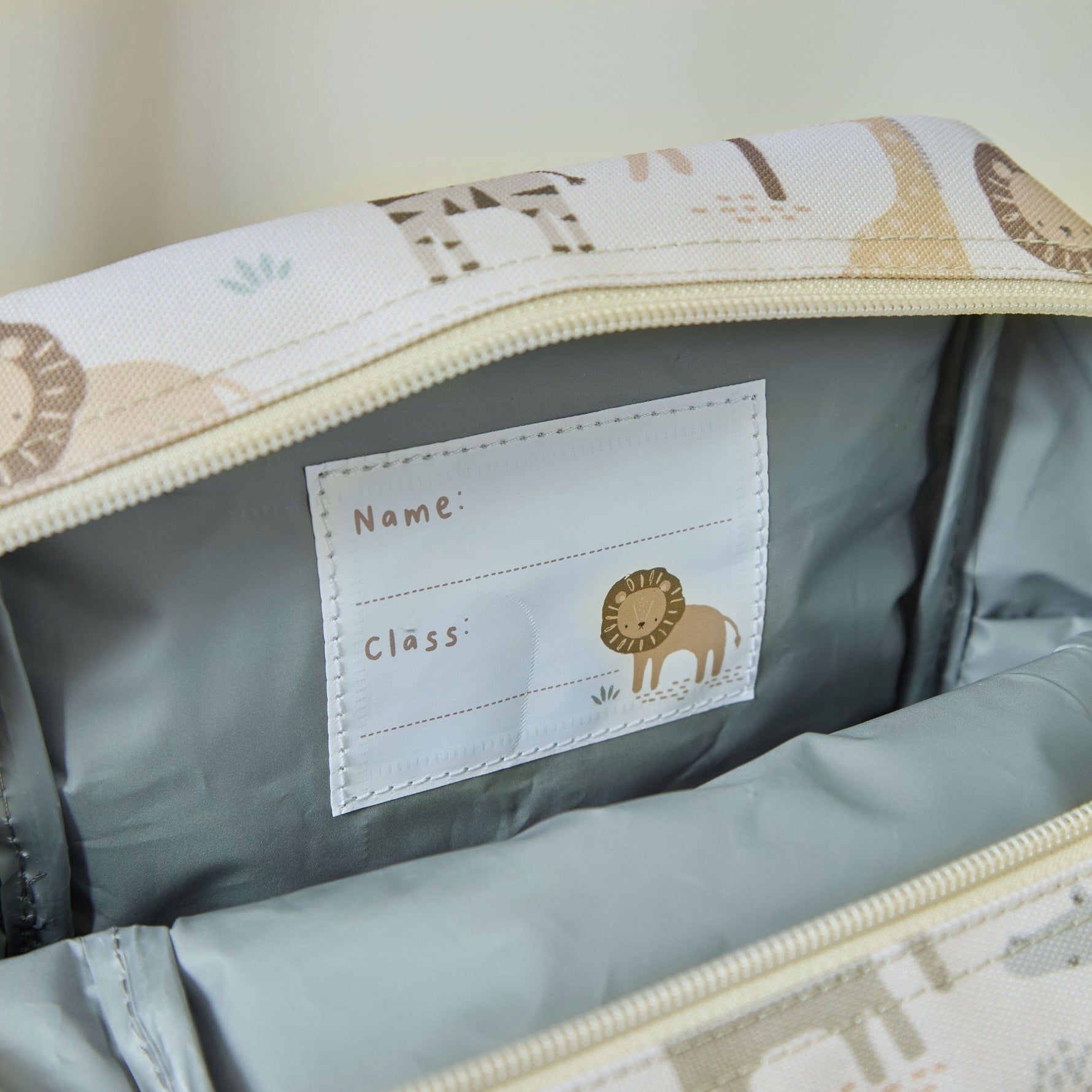 Personalised Neutral Safari Grab Handle Lunchbag