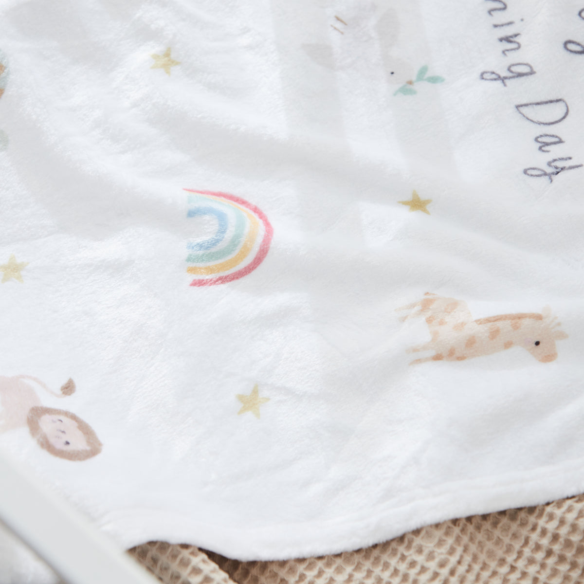 Personalized Animal Fleece Christening Day Baby Blanket