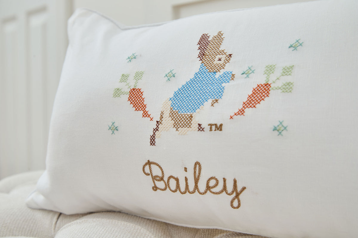Personalised Peter Rabbit™ Cross Stitch Cushion