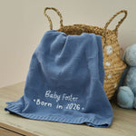 Personalized Born In 2026 Blue Star Jacquard Baby Blanket