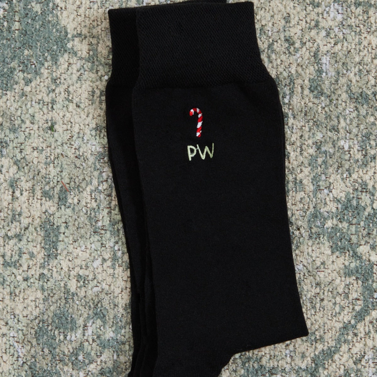 Personalised Candy Cane Black Socks