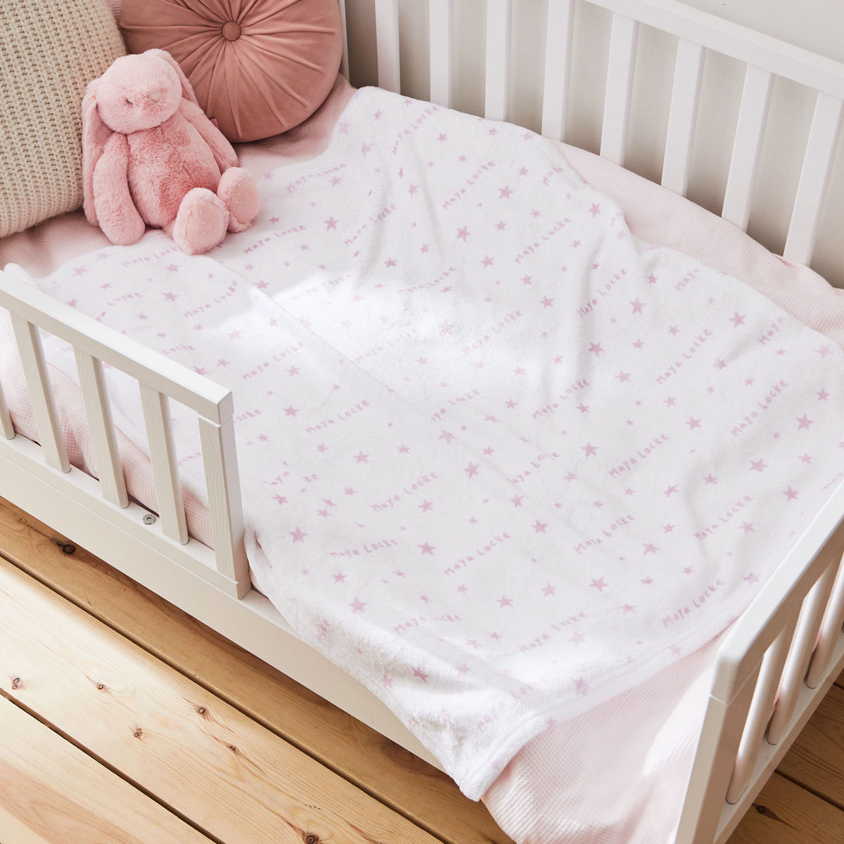 Personalized Pink Star Fleece Blanket
