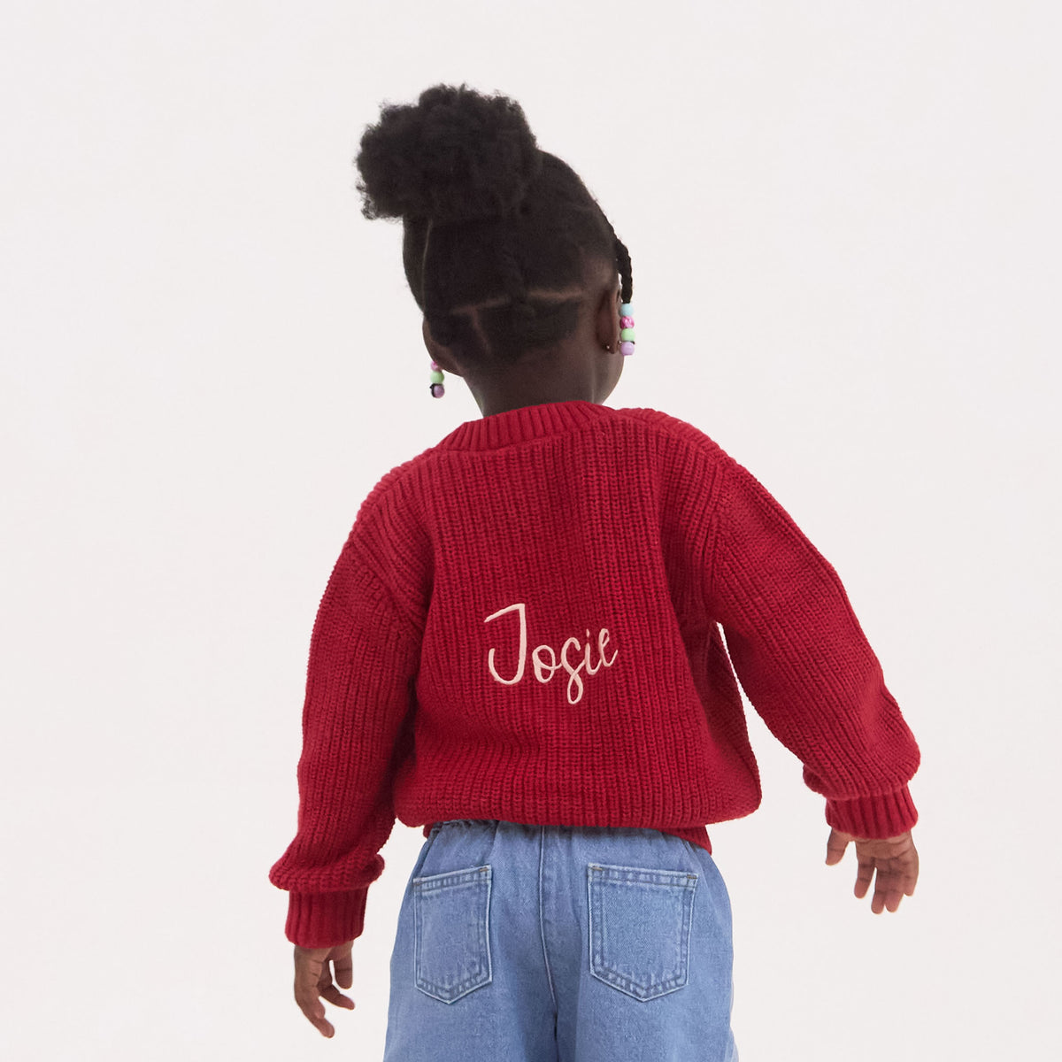 Personalised Organic Cotton Red Cardigan
