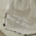 Personalized Born In 2026 Oatmeal Star Jacquard Baby Blanket