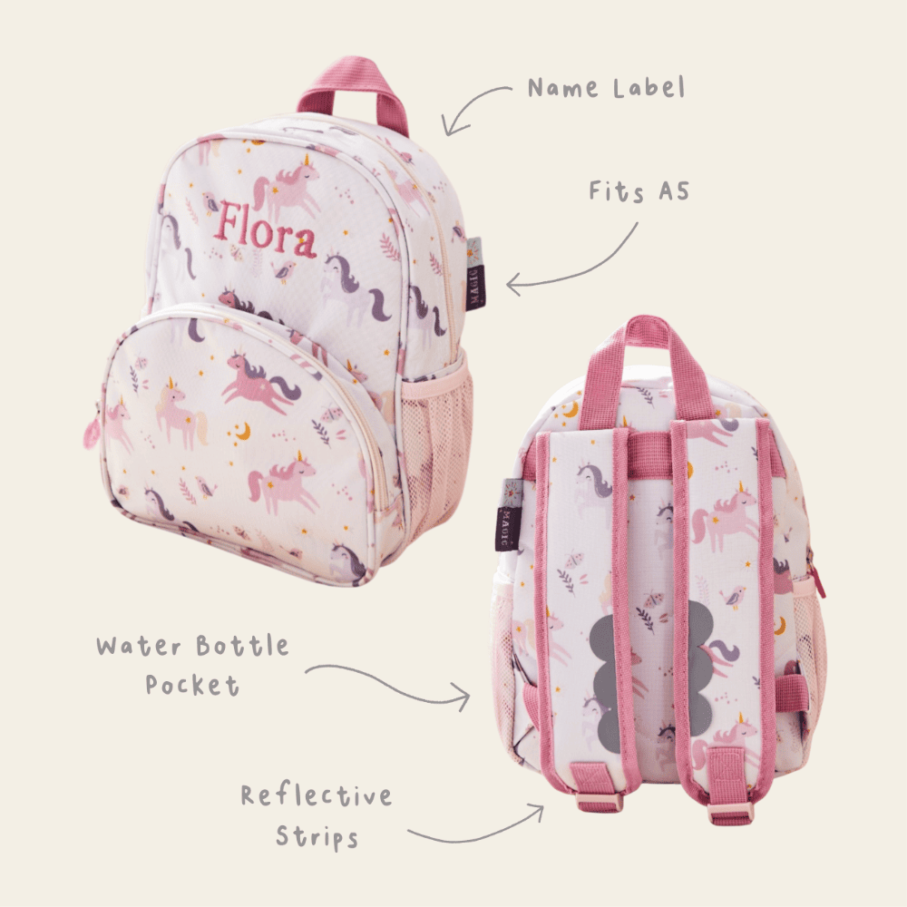 Personalised Unicorn Print Mini Backpack