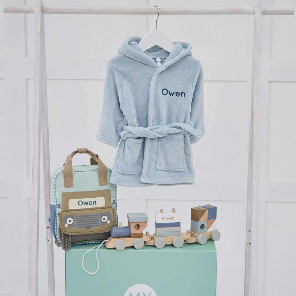 Personalized Blue Little Traveller My 1st Birthday Gift Set