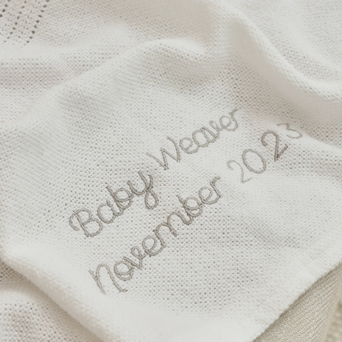 Personalized Ivory Cellular Baby Blanket