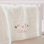 Personalized Bumblebee Ivory Baby Shawl