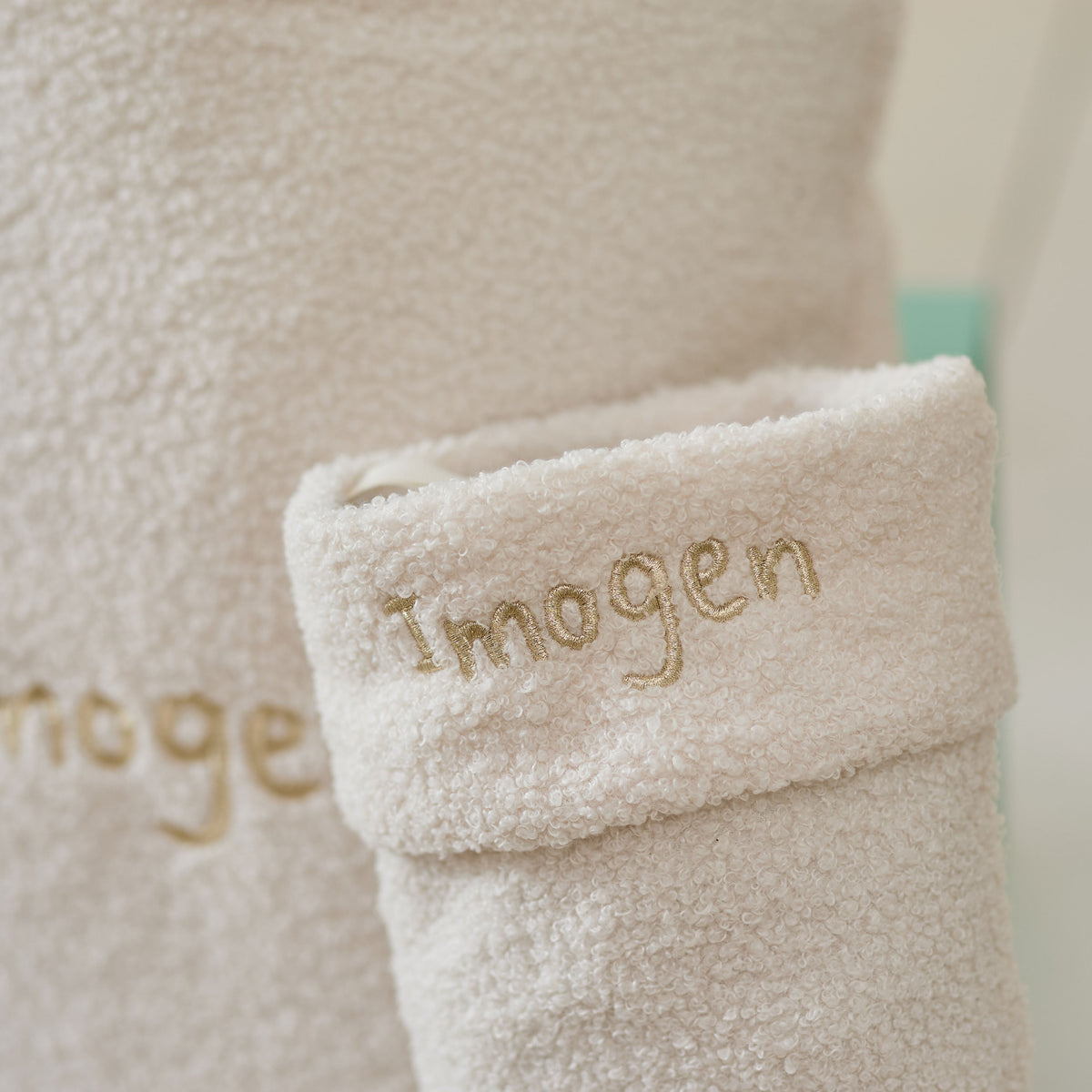 Personalised Cream Borg Sack and Stocking Gift Set