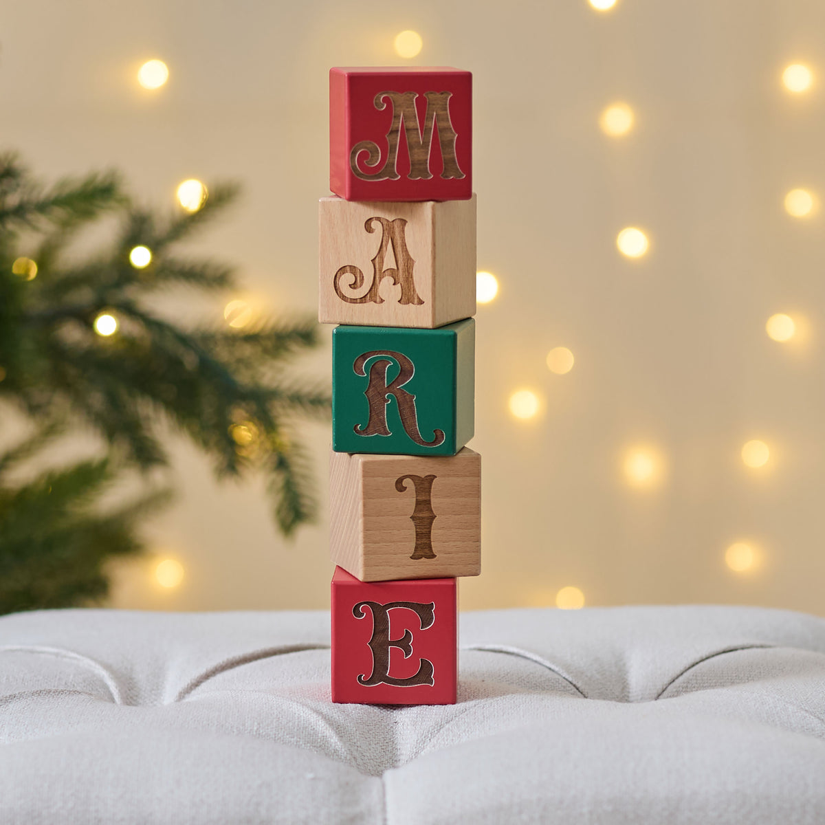 Personalised Christmas Baby Name Blocks