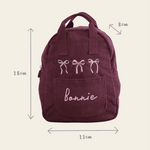 Personalised Bows Frill Seekers Berry Cord Mini Backpack