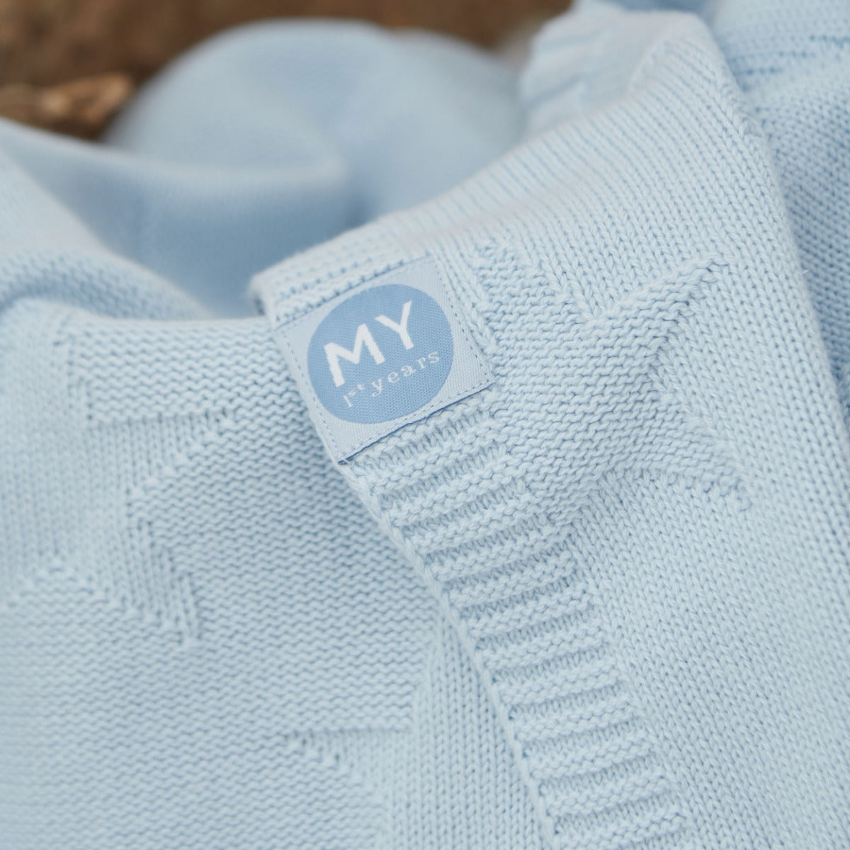Personalized One More to Adore Light Blue Jacquard Blanket