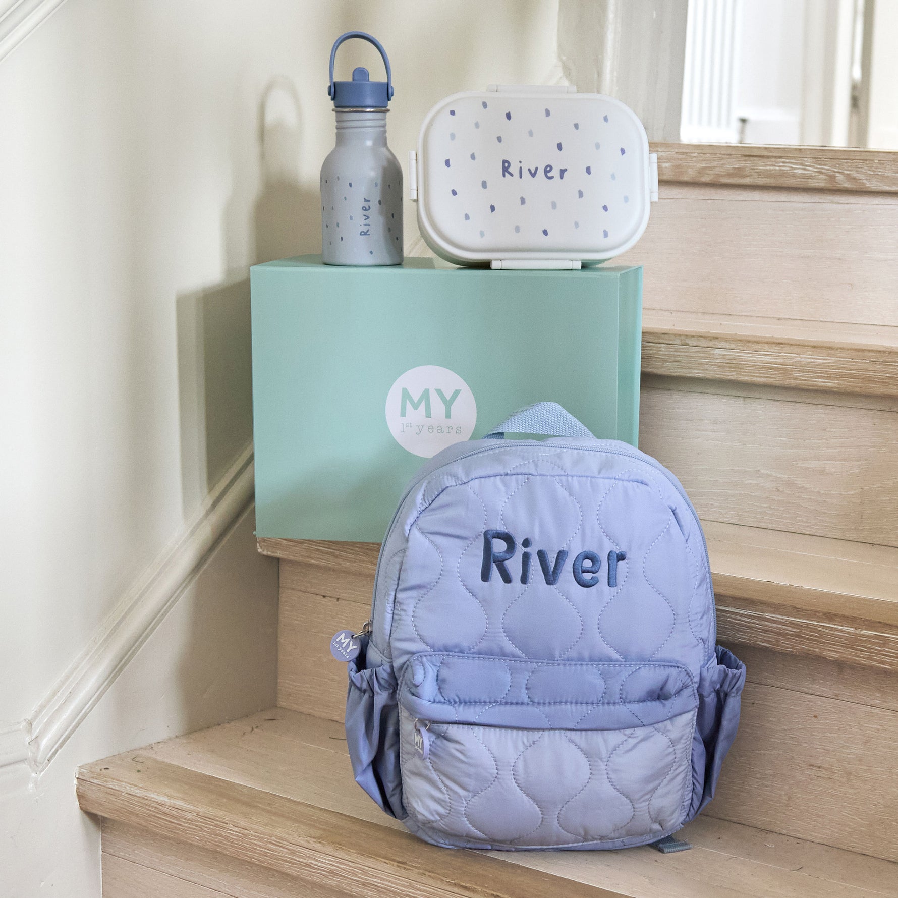 Personalised Blue Spot Water Bottle 