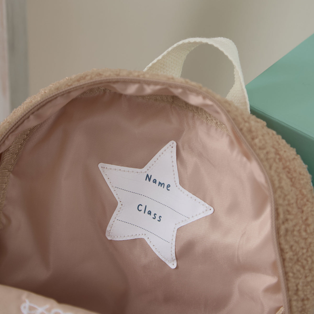 Personalised Daisy Embroidered Caramel Borg Backpack
