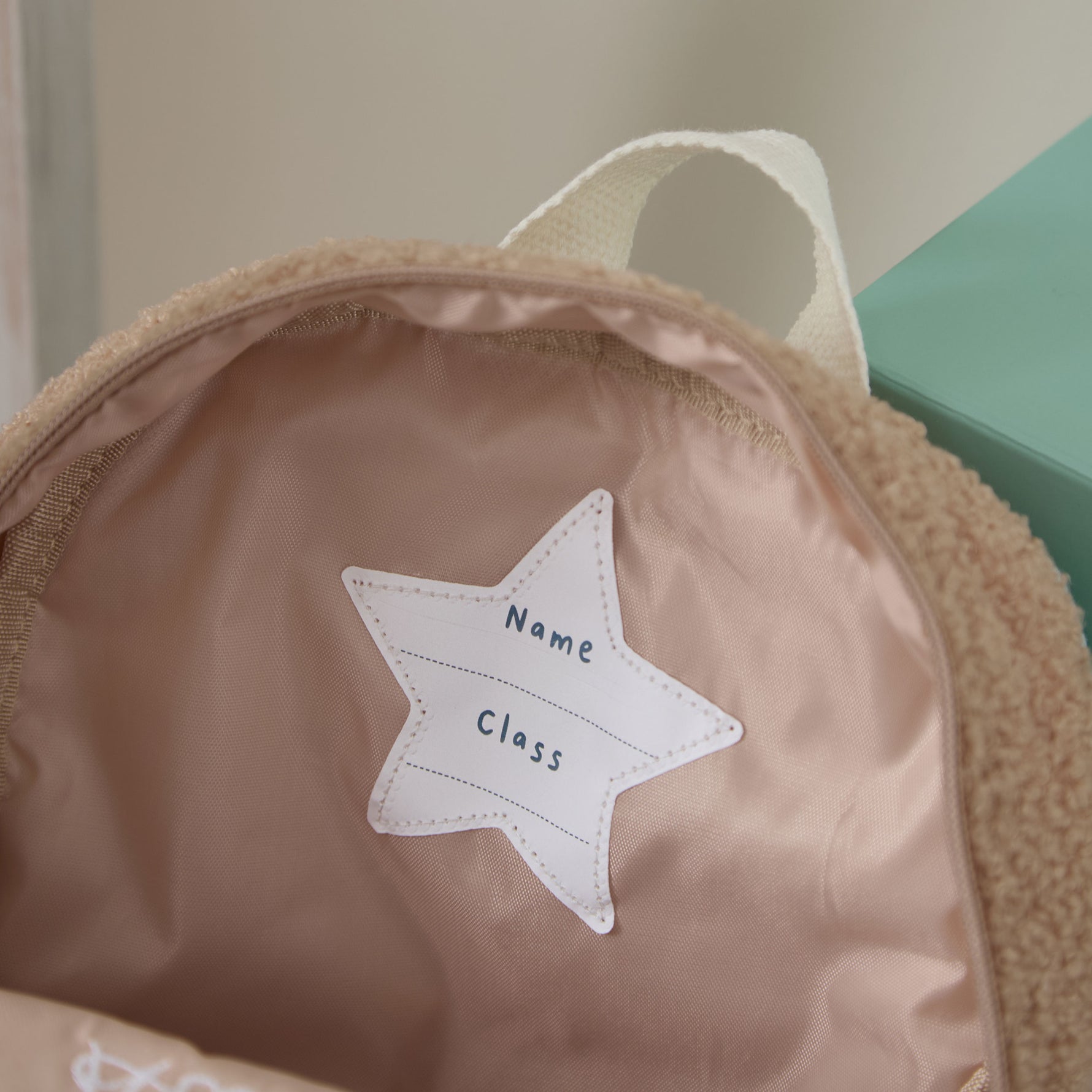 Personalised Daisy Embroidered Caramel Borg Backpack