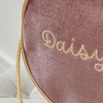 Personalised Round Velvet Handbag