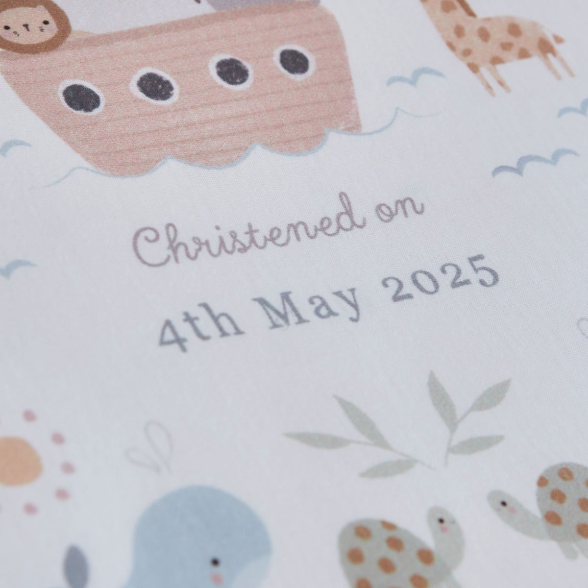 Personalized Noah's Ark Christening Baptism Jersey Blanket