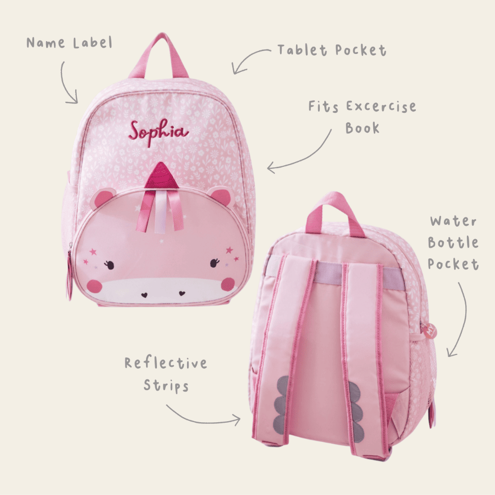 Personalised Pink Unicorn Face Medium Backpack
