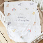 Personalized Animal Fleece Christening Day Baby Blanket