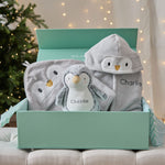 Personalised Penguin Splash, Snuggle & Cuddle Gift Set