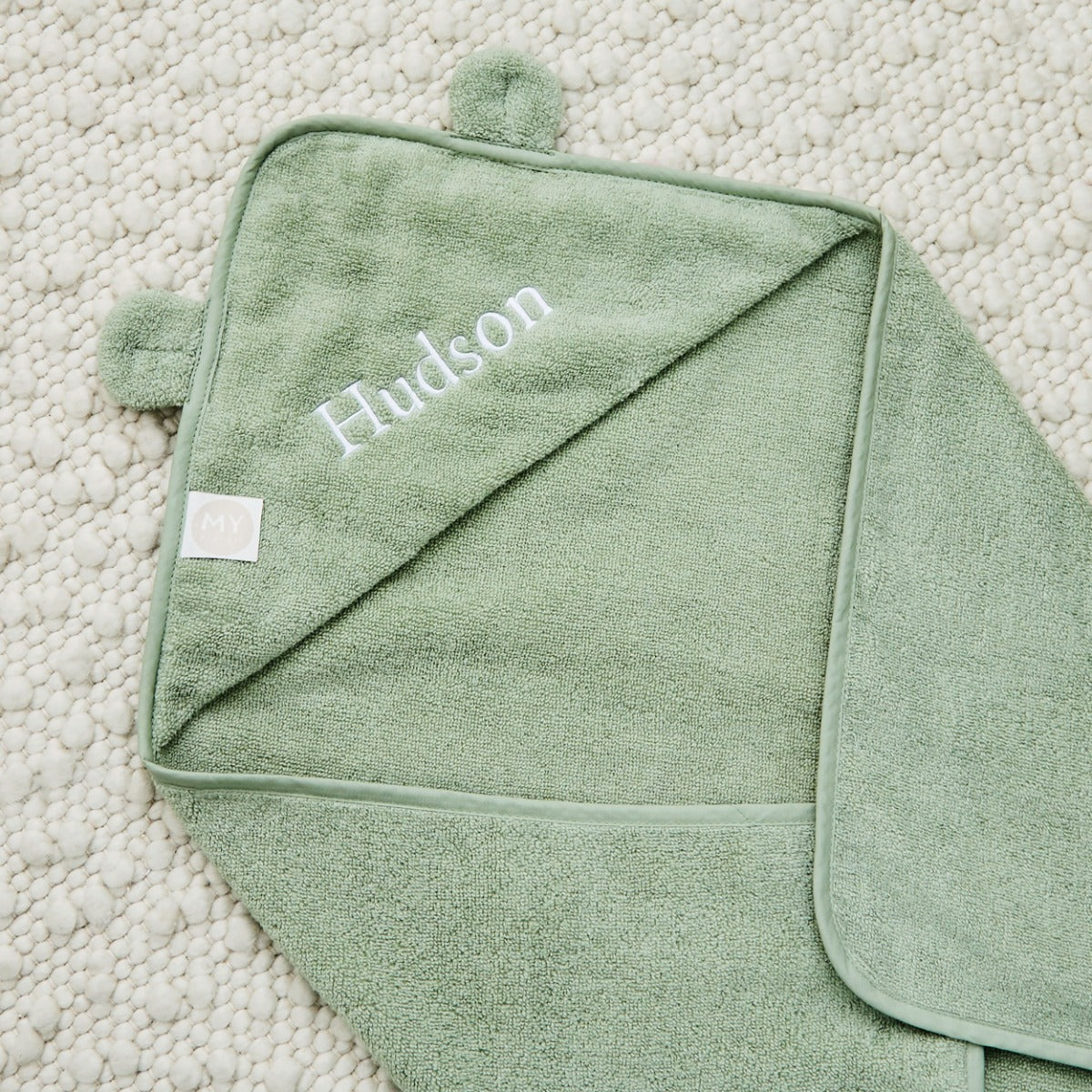 Personalized Sage Green Small Hooded Towel