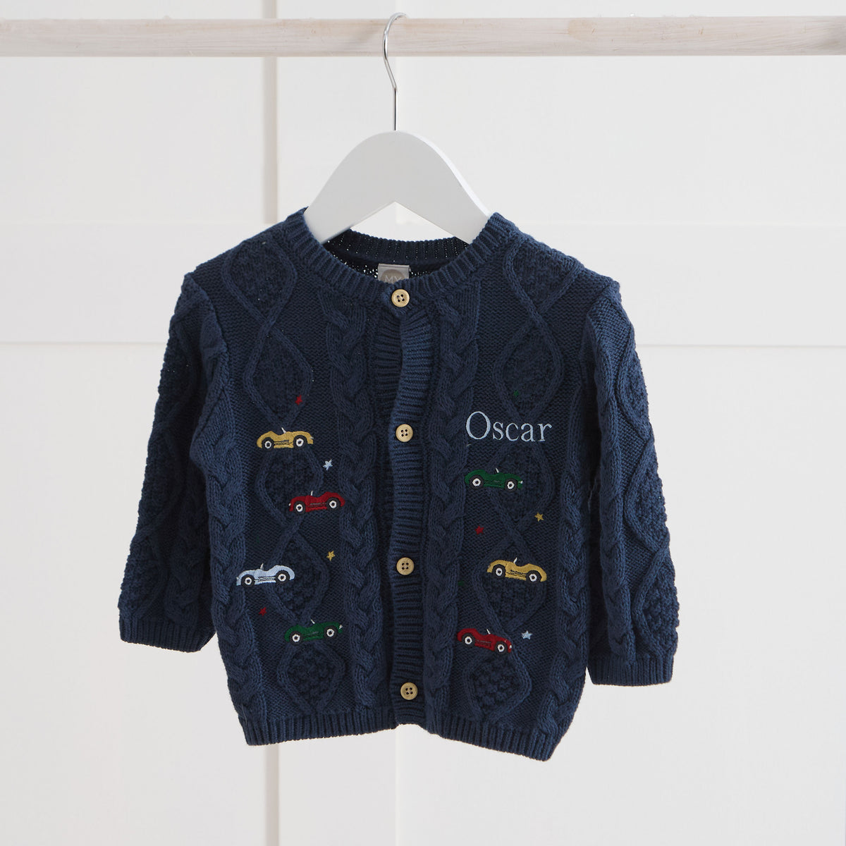 Personalised Transport Navy Cardigan