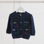 Personalised Transport Navy Cardigan